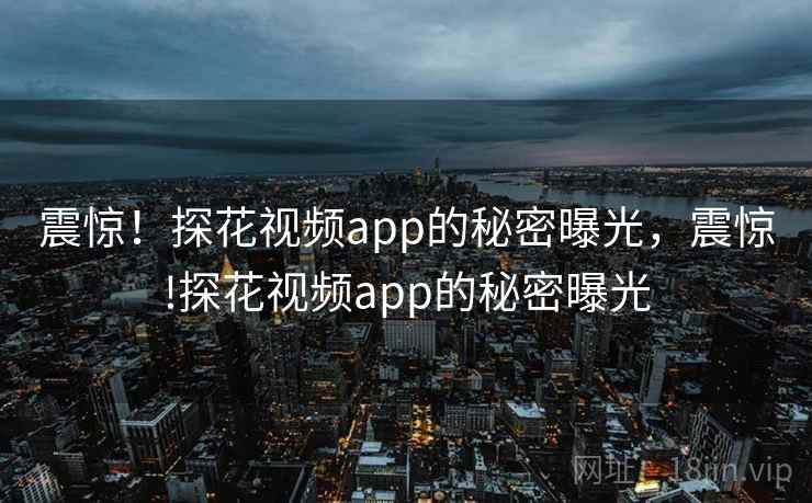 震惊！探花视频app的秘密曝光，震惊!探花视频app的秘密曝光